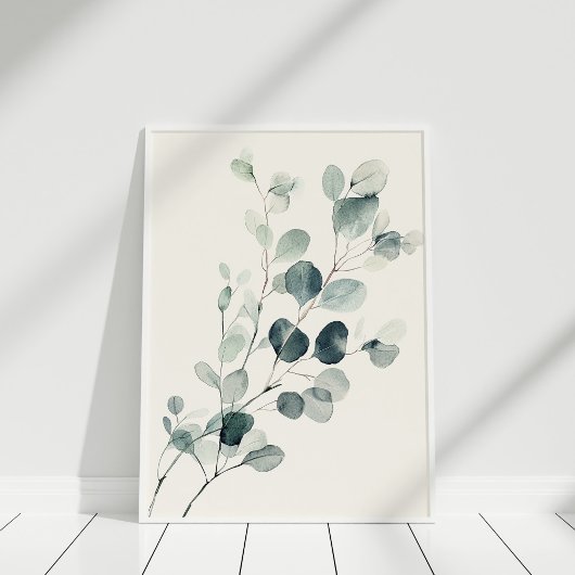 Oud waterverf eucalyptus tak wanddecoratie poster