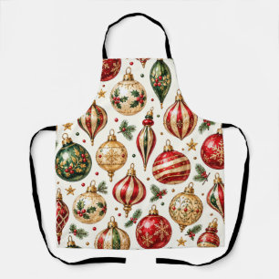 Oud waterverf kerst ornament patroon schort