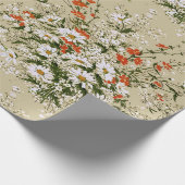 Oud waterverf madeliefjes boeket beige  cadeaupapier (Hoek)