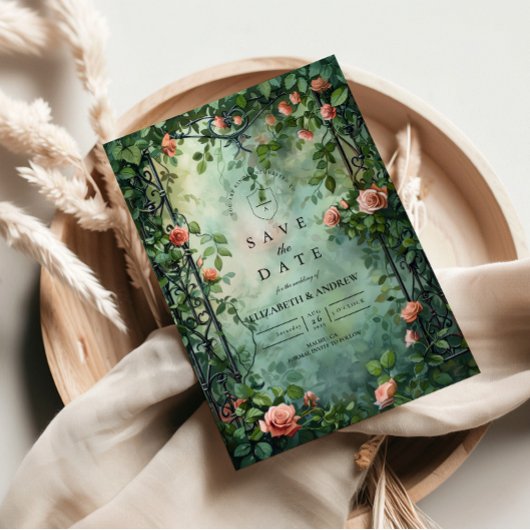 Oud-Wereld Botanische Rozen Tuin Bruiloft Save The Date