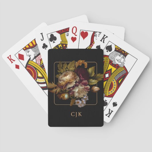 Oud-Wereld Donker Bloemstuk met Monogram Pokerkaarten (Achterkant)