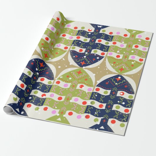 Oud-Wereld Elegant Kerst Inpakpapier (Uitgerold)
