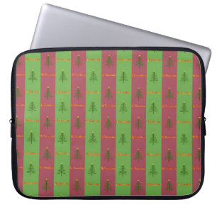 Oud-Wereld Kerstboom Patroon Groene takken Laptop Sleeve