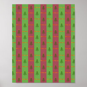 Oud-Wereld Kerstboom Patroon Groene takken Poster