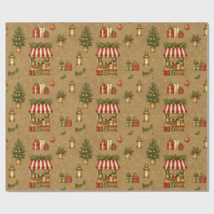 Oud-Wereld Kerstmarkt Warm Taupe Inpakpapier