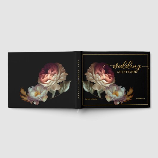 Oud-wereld "PAINTED" Floral Wedding Guest Book Gastenboek (Volledig)
