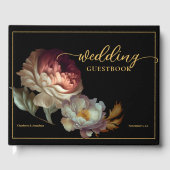 Oud-wereld "PAINTED" Floral Wedding Guest Book Gastenboek (Voorkant)