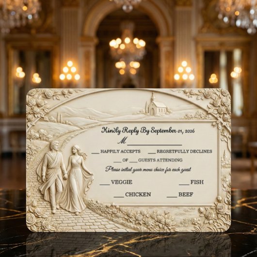 Oud-Wereld Romantische Architecturale Boog RSVP Kaartje