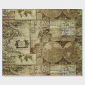oud wereldkaart Antiek kaartpatroon Cadeaupapier (Vlak)