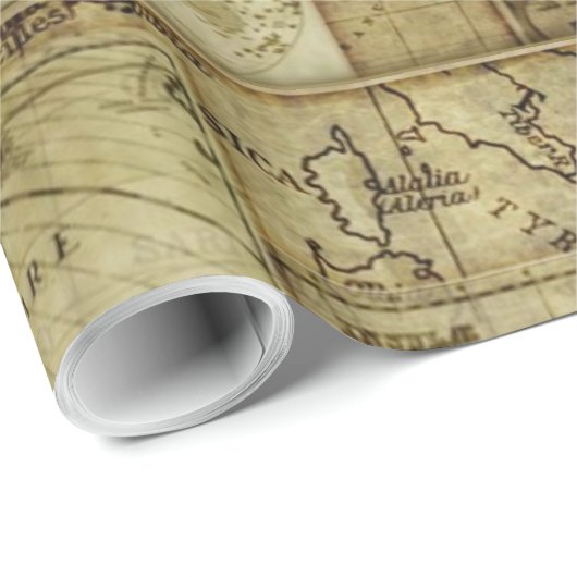 oud wereldkaart Antiek kaartpatroon Cadeaupapier (Rol Hoek)