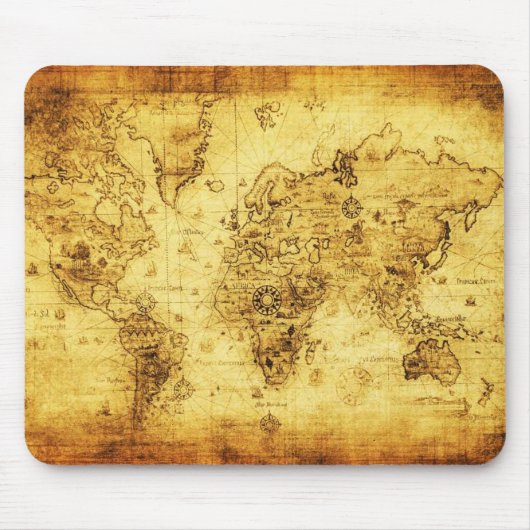 , oud wereldkaart muisblok muismat (Voorkant)