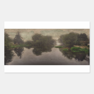Oud wereldlandschap, fijne kunst schilderen rechthoekige sticker