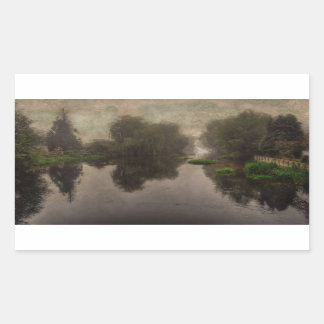 Oud wereldlandschap, fijne kunst schilderen rechthoekige sticker