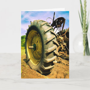 Oud, Werkend, Groene Tractor Briefkaart