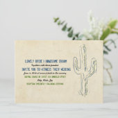 Oud West Cactus Westerne huwelijksuitnodiging Kaart (Staand voorkant)