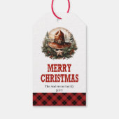 Oud-West cowboy Kerst label bewerkbaar ontwerp Cadeaulabel (Achterkant)