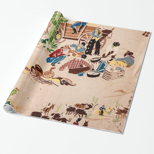 Oud West Cowboy Thleed Design Wrapping Paper Cadeaupapier (Uitgerold)