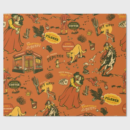 Oud-west, cowboys & Saloons Pattern Cadeaupapier (Vlak)