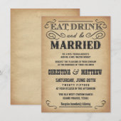Oud West Poster Style Rustic Wedding Invitations Kaart (Voorkant / Achterkant)