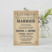 Oud West Poster Style Rustic Wedding Invitations Kaart (Staand voorkant)