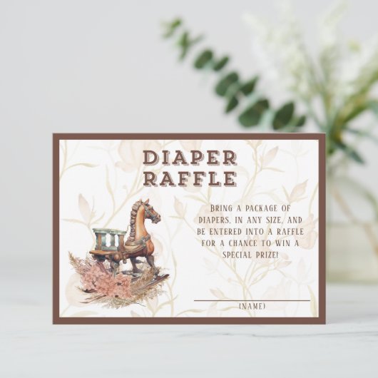 Oud West Rocking Horse Diaper Raffle Informatiekaartje (Staand voorkant)