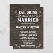 Oud West Rustic Wood Wedding Invitations Kaart (Voorkant / Achterkant)