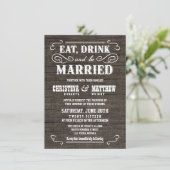 Oud West Rustic Wood Wedding Invitations Kaart (Staand voorkant)