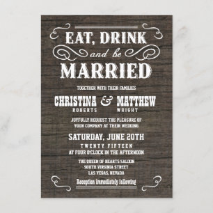 Oud West Rustic Wood Wedding Invitations Kaart