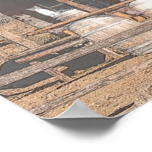 OUD WEST SALOON met een vlot koolstof-effect Poster (Hoek)