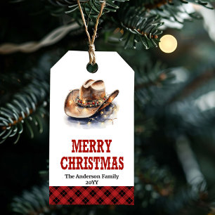 Oud-Westelijke kerstcadeautag bewerkbaar voor naam Cadeaulabel