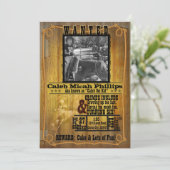 Oud Western gezocht Poster met foto-uitnodiging Kaart (Staand voorkant)