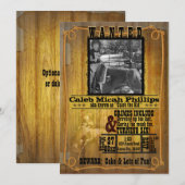 Oud Western gezocht Poster met foto-uitnodiging Kaart (Voorkant / Achterkant)