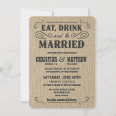 Oud Western Rustic Burlap Wedding Invitations Kaart (Voorkant)