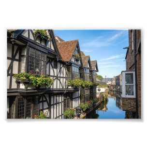 Oud Wevershuis aan de River Stour, Canterbury Foto Afdruk