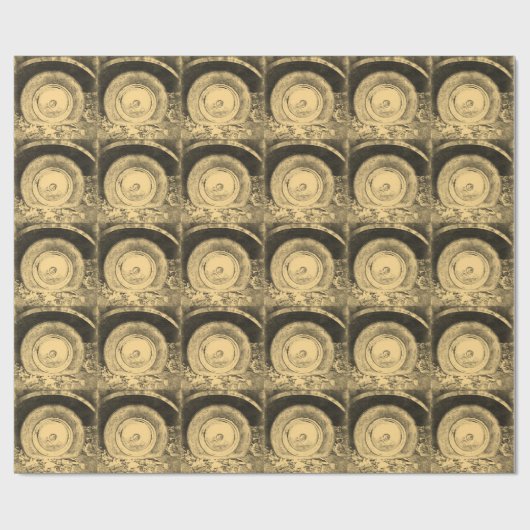 oud wiel van klassieke auto cadeaupapier (Vlak)