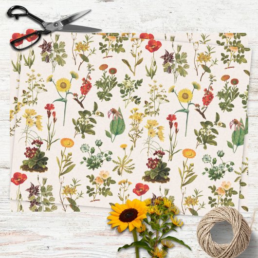 Oud Wildbloemenpatroon Tissuepapier