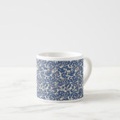Oud William Morris bloempatroon blauw wit Espresso Kop (Voorkant rechts)
