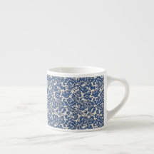 Oud William Morris bloempatroon blauw wit