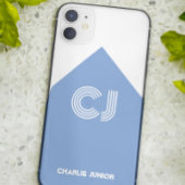 Oud wit & aqua blauw geborduurd initials monogram Case-Mate iPhone case