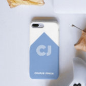 Oud wit & aqua blauw geborduurd initials monogram Case-Mate iPhone case
