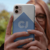 Oud wit & aqua blauw geborduurd initials monogram Case-Mate iPhone case