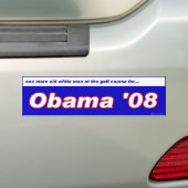 oud wit man op de golfbaan voor Obama Bumpersticker (Op auto)