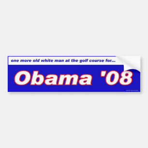 oud wit man op de golfbaan voor Obama Bumpersticker