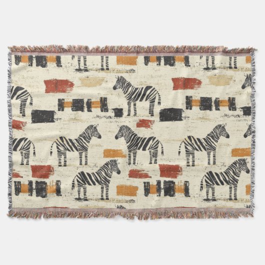 Oud zebra patroon rustieke boho safari print deken (Voorkant)