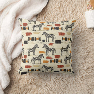Oud zebra patroon rustieke boho safari print kussen