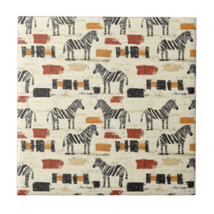 Oud zebra patroon rustieke boho safari print tegeltje