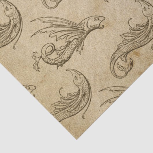 Oud Zee creaties op bruine ontkoppeling Tissuepapier (Detail)