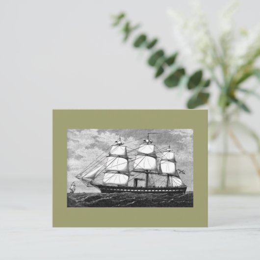 Oud zeilschip briefkaart (Staand voorkant)