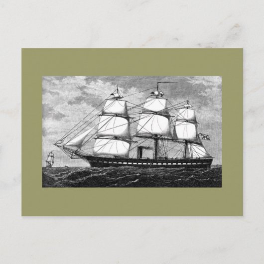 Oud zeilschip briefkaart (Voorkant)
