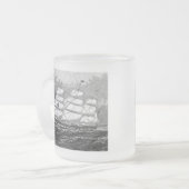Oud zeilschip matglas koffiemok (Voorkant links)